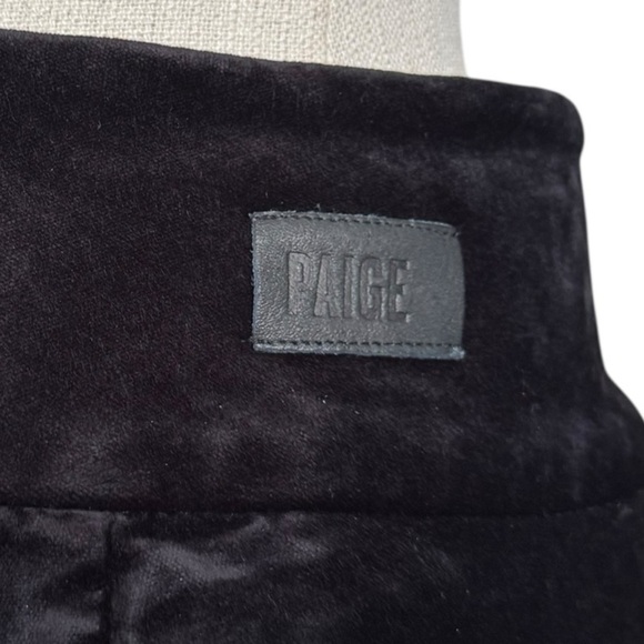 NWT Paige HR Lou Lou Velvet Wide Clean Front Flare Leg Pants Black Overdye 27 - Picture 9 of 13